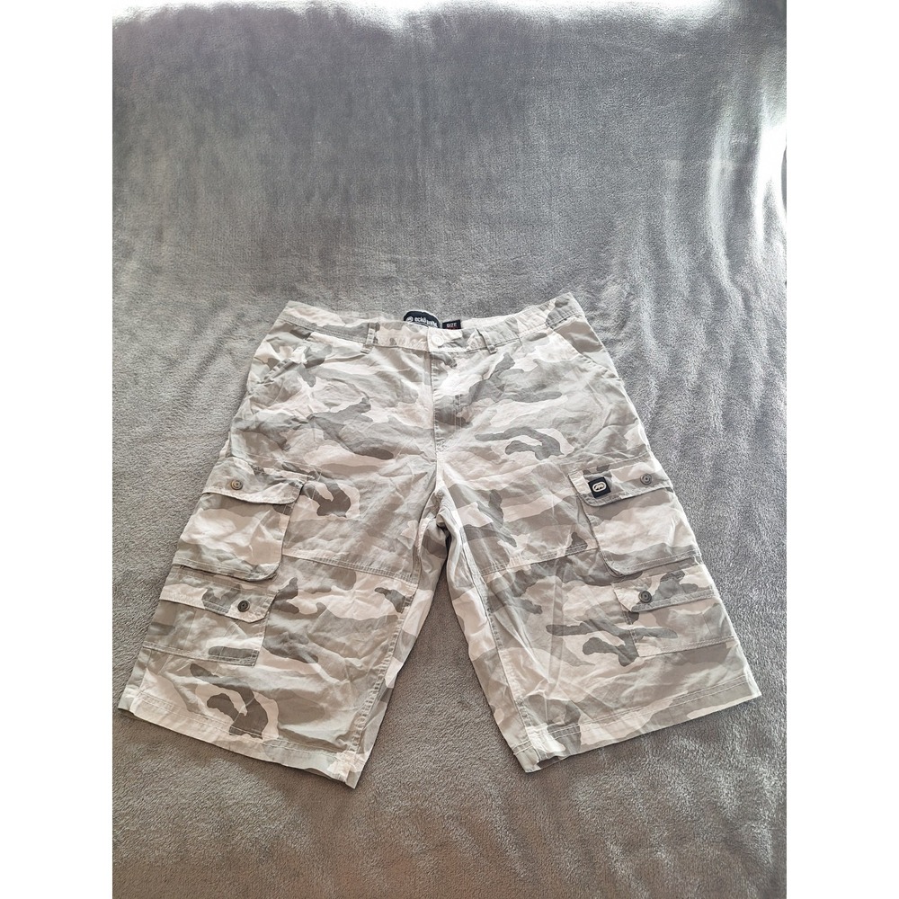 Ecko Unltd Men's Cargo Shorts Gray Camouflage & Multiple Pockets. Size 36